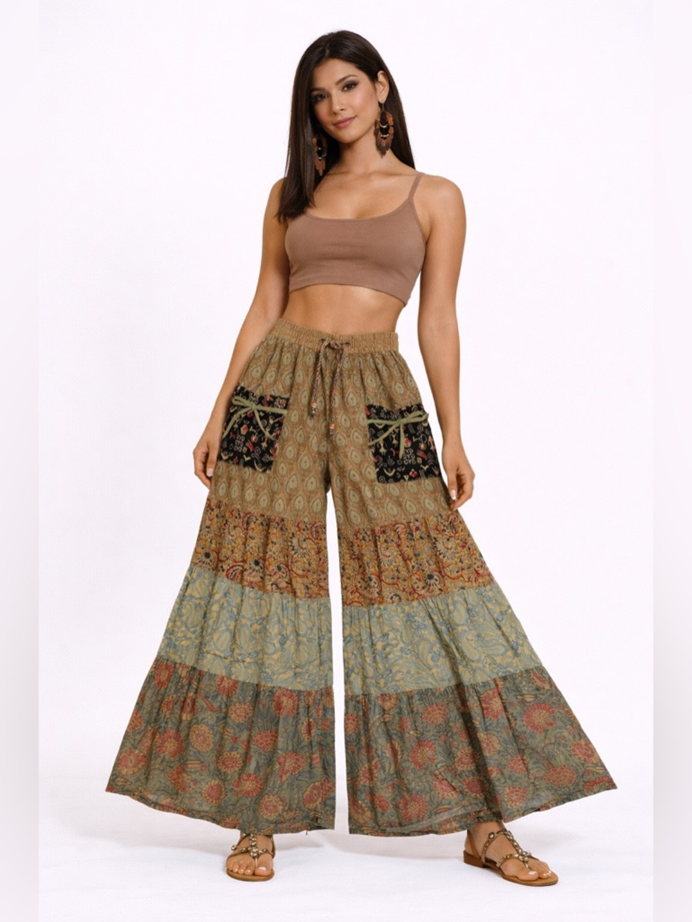 Hippie Forever Handmade Patchwork Palazzo Pants Womens SZ OS Enchanted Fairycore
